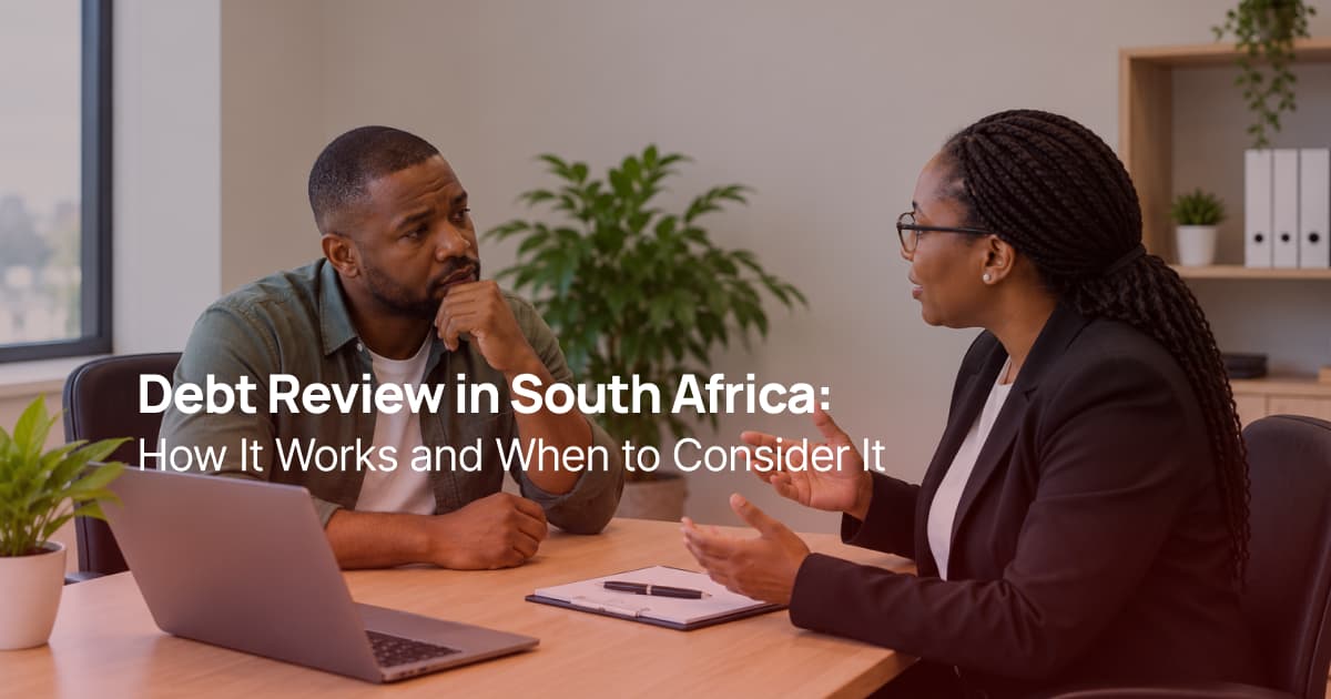South African man speaking with a debt counsellor about debt review
